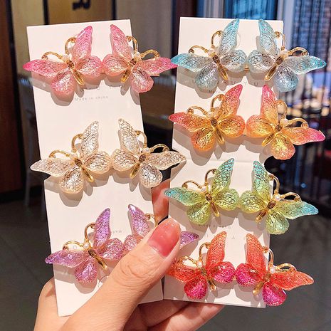 South Korea's new oil drop butterfly hairpin duckbill clip headdress girl hairpin hair accessories wholesale nihaojewelry's discount tags
