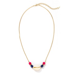 Einfache neue nationale Stil Bonbon farbe runde Perlen Mode Muschel Anhänger Halskette Schlüsselbein Kette Großhandel Schmuck Frauen