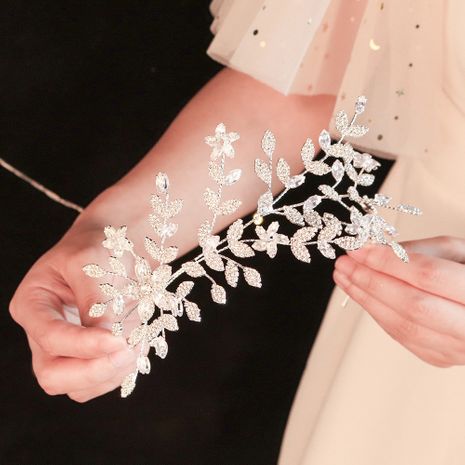 bijoux de mariée haut de gamme rétro feuille vigne bande de cheveux pleine diamant zircon pierre en gros nihaojewelry's discount tags