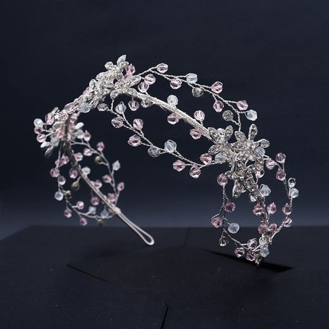 Creative bijoux de mariée tressé cristal couronne côté pression cheveux cerceau accessoires photo en gros nihaojewelry's discount tags