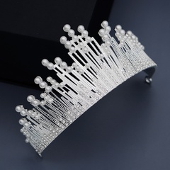 Baroque high-end custom wedding headdress luxury atmospheric pearl crown birthday party crown headband