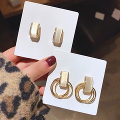s925 silver needle Korea geometric round earrings opal earrings simple ear jewelry wholesale nihaojewelry
