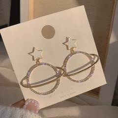 Korean fashion  rhinestone planet earrings drop oil earrings femininity wholesale nihaojewelry