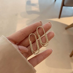 fashion Rhinestone  pin paper clip  zircon simple retro earrings wholesale nihaojewelry