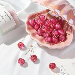 Nueva moda linda chica cerezas suaves flores secas de color rosa pendientes de cereza al por mayor nihaojewelry