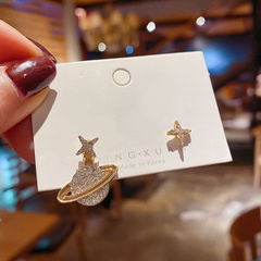 925 silver needle asymmetric earrings simple diamond star  Korea new earrings wholesale nihaojewelry