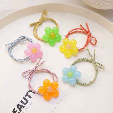 Korean hair scrunchies simple and lovely five-color petal hair circle tie hair rope ball head adult hair circle wholesale nihaojewelry NHMS229878's discount tags