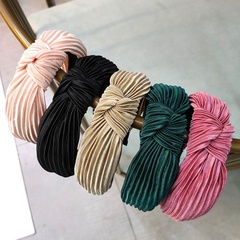 Korean new candy-colored pleated knotted headband solid color fabric headband wave hair accessories ladies wholesale nihaojewelry