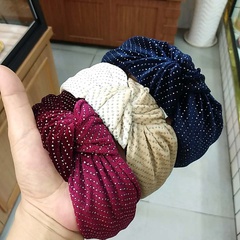 new velvet knotted headband solid color fabric wide-edge hot diamond hairpin hair accessories wholesale nihaojewelry