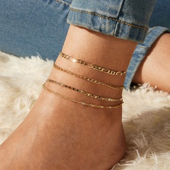 new multi-layer alloy anklet suit 4-piece set creative retro simple chain footwear women's anklet