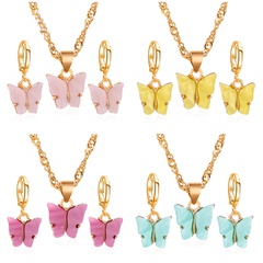fashion butterfly necklace earrings set jewelry acrylic necklace earring set hot jewelry wholesale nihaojewelr