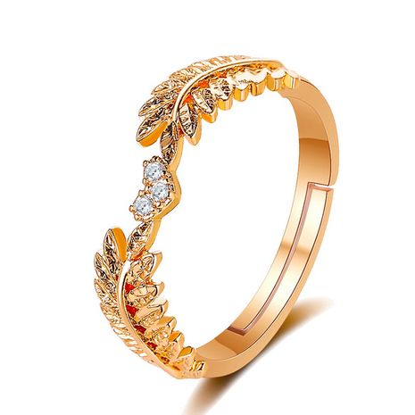 Coréenne nouvelle douce feuille ouverte anneau lumière luxe branche d'olivier anneau en gros nihaojewelry's discount tags