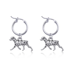 European and American New Personalized Earrings Retro Cute Three-Dimensional Spotted Dog Animal Alloy Pendant Ear Ring Hoop Ear Clip Women