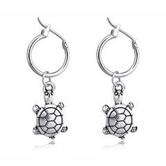 Best Seller in Europe and America Cute Personality Three-Dimensional Turtle Pendant Ear Ring Vintage Ancient Silver Animal Earring Ear Clip Female