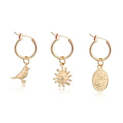 Best Seller in Europe and America Cute Delicate Bird Sun Oval Little Angel Baby Pendant Ear Ring Hoop Earring Ear Clip Female
