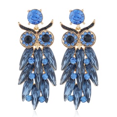 exaggerated glass rhinestone owl long earrings retro exaggerated earrings animal earrings