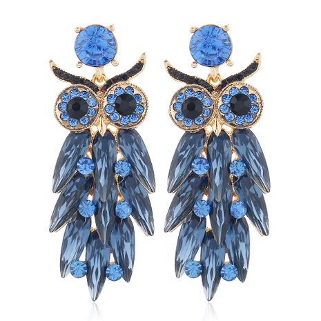 exaggerated glass rhinestone owl long earrings retro exaggerated earrings animal earrings's discount tags
