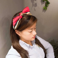 South Korea's new striped contrast color wide-brimmed headband retro floral big bow hairpin fabric anti-skid headband ladies wholesale nihaojewelry
