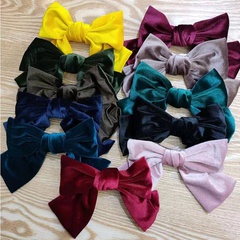 Korea hair clip new big bow hairpin high-end gold velvet spring clip fashion steel clip wholesale nihaojewelry