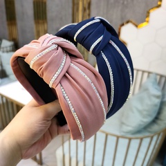 Koreanische Version von farbigem Strass geknotetes Stirnband, einfache, breit krempige Stoff haars pirale, grenz überschreitende Mode, gepresste Haar kopfband, Frauen