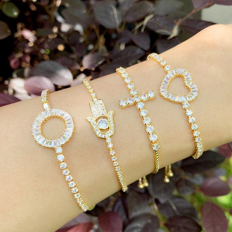 Bracelet new crystal bracelet cross peach heart love bracelet wholesale nihaojewelry's discount tags
