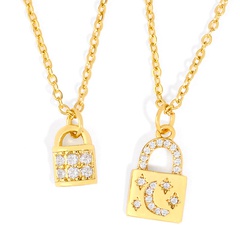 Korea star moon key lock necklace simple wild personality couple diamond-plated necklace wholesale nihaojewelry