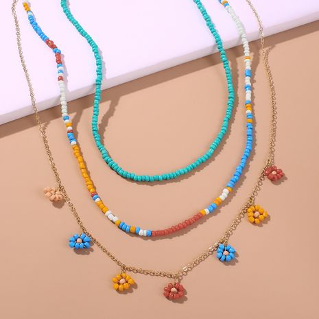 Style ethnique collier de perles de riz mode forêt fleurs vacances style clavicule chaîne bijoux en gros nihaojewelry's discount tags