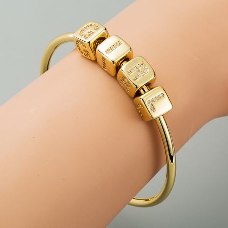 Bracelet Explosion 26 letter bracelet brass micro inlaid zircon DIY bracelet bracelet wholesale nihaojewelry's discount tags