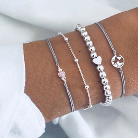 nouveau bijoux mode créatif Mizhu amour bracelet tissé câble métallique carte bracelet 4 pièces ensemble en gros nihaojewelry's discount tags