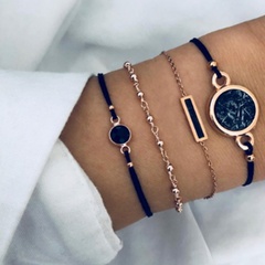 new jewelry fashion geometric round turquoise bracelet braided wire bracelet 4 piece set wholesale nihaojewelry