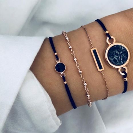 nouveau bijoux mode géométrique rond turquoise bracelet tressé fil bracelet 4 pièces ensemble en gros nihaojewelry's discount tags