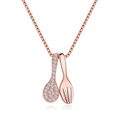 fork and spoon necklace clavicle chain niche light luxury jewelry wholesale nihaojewelry
