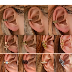 ear cuff simple retro C-shaped ear clip personality leaf painless ear bone clip cartilage U-shaped earrings wholesale nihaojewelry