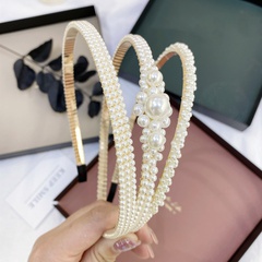 Korean fashion sweet twist  braid pearl hair hoop female Korean ladies hair accessories wave bride fine edge headband wholesale nihaojewelry