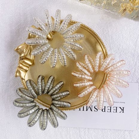 Korean hair scrunchies fashion pearl phone line hair ring large no trace no seam tie hair rubber band hair rope headdress wholesale nihaojewelry's discount tags