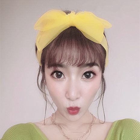 Korean big bow headband fairy fairy solid color mesh super fairy headband wild wide-brimmed hair accessories hair hole wholesale nihaojewelry's discount tags