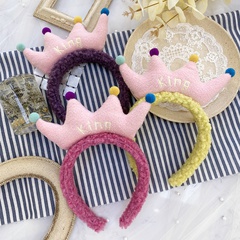 Coréen mignon couronne bande de cheveux couleur bonbon dessin animé en peluche lavage à large bord bandeau cheveux sauvages bundle cheveux en gros nihaojewelry