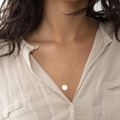 bijoux de mode simple or rond pendentif court collier en acier inoxydable chaîne de clavicule en gros nihaojewelry