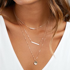 nouveaux produits empilés multicouche collier en acier inoxydable dames collier de perles accessoires en gros nihaojewelry