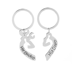fashion new simple  wild Her back His dob Mori cute elk love letter mosaic couple keychain nihaojewelry wholesale