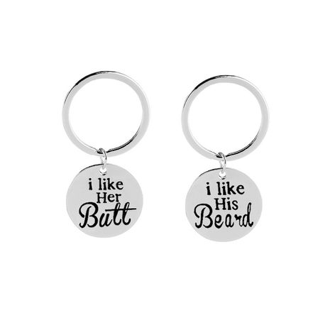 fashion  new jewelry creative couple pendant I like her I like his round lettering keychain nihaojewelry wholesale's discount tags