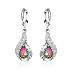 new fashion simple personality colorful water drop pendant earrings temperament diamond colorful diamond alloy earrings nihaojewelry wholesale