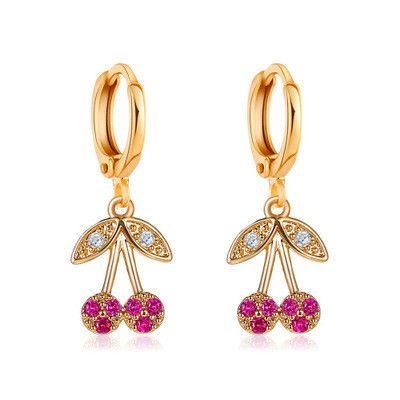 New fashion cute  cherry earrings personality diamond small fresh fruit  copper earrings nihaojewelry wholesale's discount tags