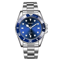 large dial silver steel belt men's watch Yolako waterproof quartz men's sports watch nihaojewelry wholesale