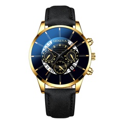 Trendy Men's Casual Watch Calendar Frosted Belt Hollow Mirror Quartz Men's Watch nihaojewelry wholesale