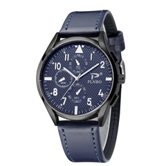 Large dial men's watch black shell three-eye quartz belt sports watch  trend men's watch nihaojewelry wholesale