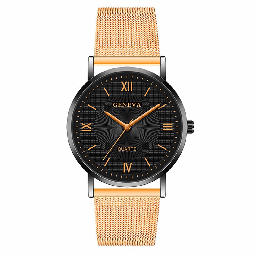 Simple Geneva mesh belt watch male Geneva Roman scale quartz mens watch ...