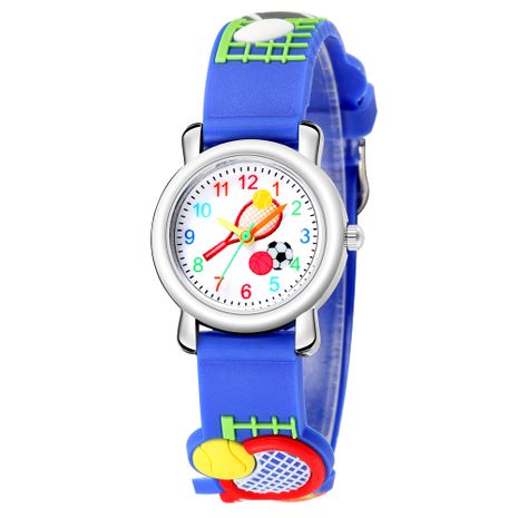 Cartoon sports watch 3D embossed tennis racket pattern children's watch elementary school boy decorative sports watch's discount tags