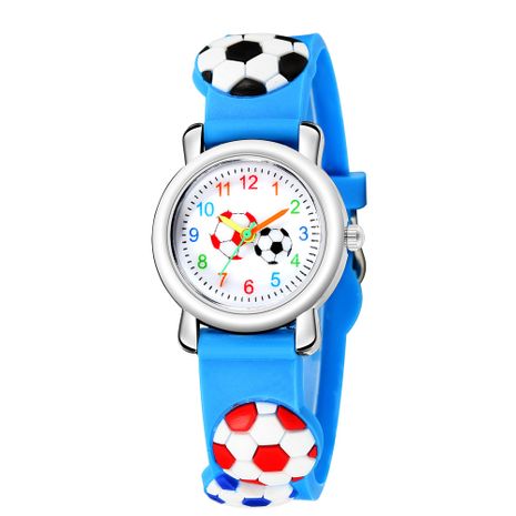 Cartoon watch 3D embossed football pattern strap children's watch boy girl football sports watch's discount tags