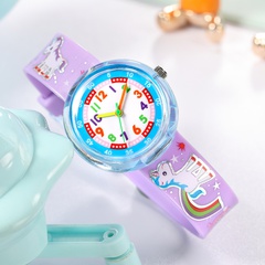 Candy-colored printed strap student watch small and cute printed plastic strap casual watch children's watch